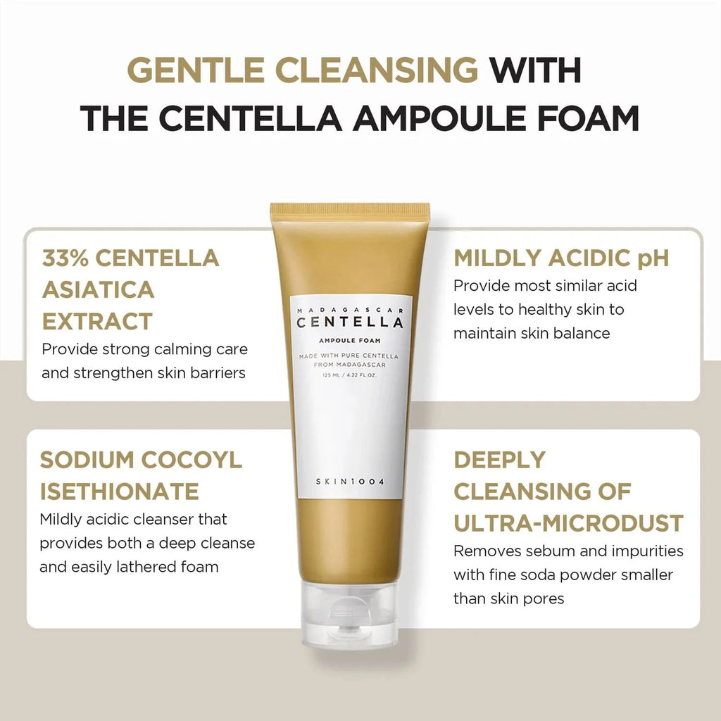 SKIN1004 Centella Face Cleanser Ampoule Foam - Korean Gentle Low pH Wash